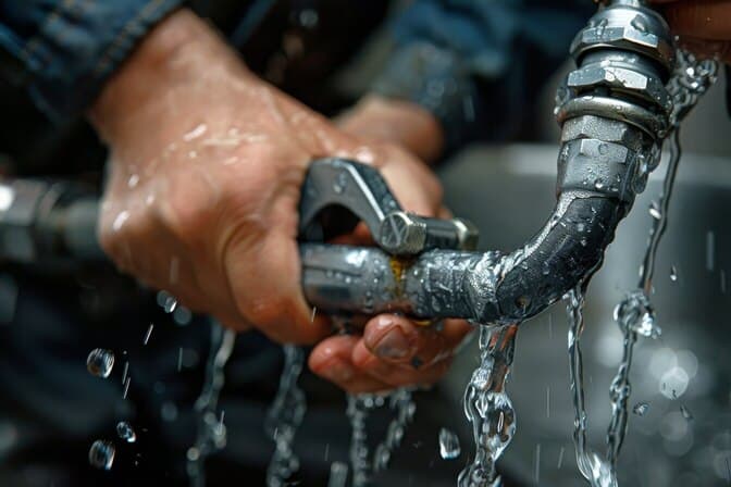 une clé à molette en métal rincée à l'eau courante